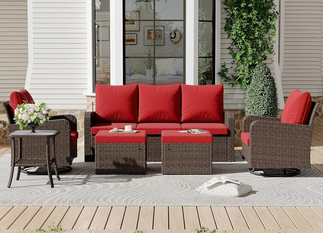 6 Piece Patio Furniture Set with Swivel Chairs