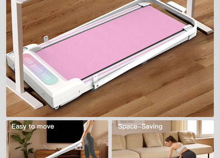 Under Desk Treadmill, Walking Pad, 2 in 1 Portable Treadmill with Handle Remote Control LED Display, Walking Jogging Machine for Home Office Use Pink