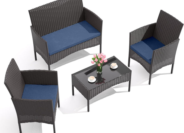 Stylish Four-Piece Outdoor Patio Furniture Set with Cushions