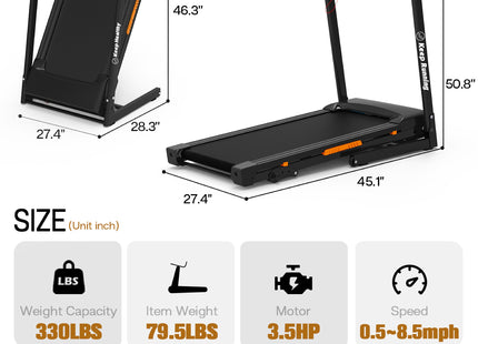 Foldable Treadmill with Incline, Folding Treadmill for Home Electric Treadmill Workout Running Machine, Handrail Controls Speed, Pulse Monitor,APP