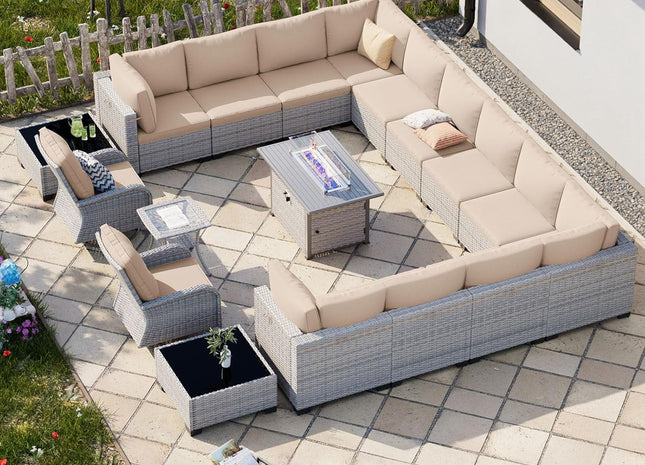 Luxurious 18-Piece Outdoor Patio Furniture Set with Fire Pit