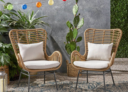 Outdoor Rattan Accent Chair with metal Legs, Brown