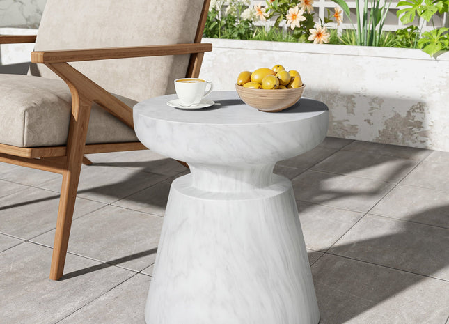 Outdoor Ponti Travertine Side Table,White