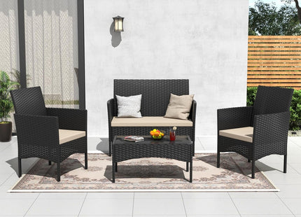 Stylish Four Piece Outdoor Rattan Patio Furniture Set