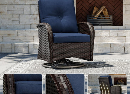 Outdoor Wicker Patio Furniture Set with Swivel Rockers