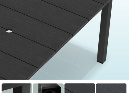 A single outdoor dining table that can be used in multiple scenarios