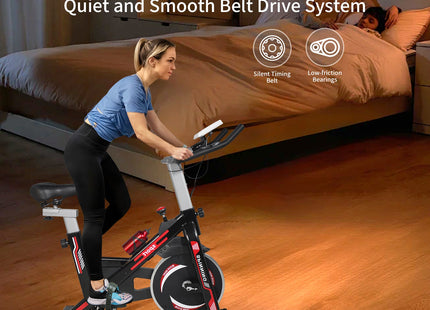 Indoor Exercise Bike Cycling Bike with Comfortable Seat Cushion Black+Red