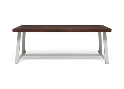 Equilibrium Outdoor Dining Table with Slat Top, Dark Brown