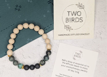 Gemstone Diffuser Bracelet - Riverstone + African Turquoise + Lava Rock