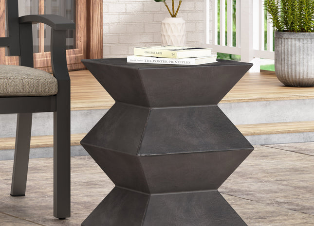 Modern Outdoor Lightweight Concrete Side Table with Geometric Design in Copper
