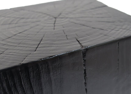 Wood-Look Square-Column MGO End Table,  H27.75',Wood-Like Distressed Finish, Mix with Different Heights, Indoor Outdoor Use,Black Color