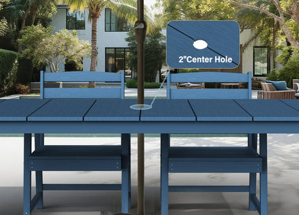 A single outdoor dining table that can be used in multiple scenarios