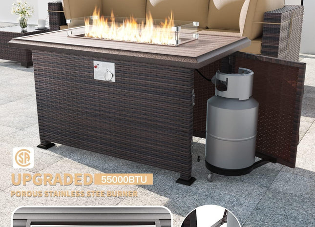 13 Piece Outdoor Patio Furniture Set with Fire Pit