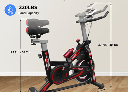 Indoor Exercise Bike Cycling Bike with Comfortable Seat Cushion Black+Red