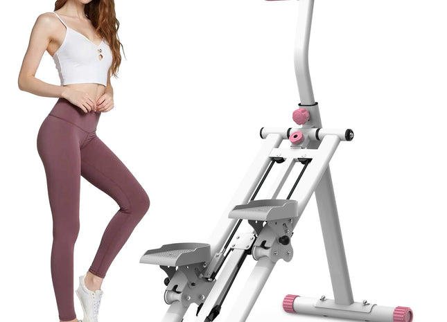Stair Stepper with Resistance Home-Upgrade Vertical Climber Workout Machine for Full-Body Exercise Climber Fitness Equipment with Stable Frame Adjustable Handlebar-Pink