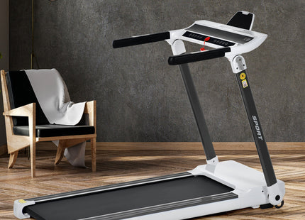 FITIME Portable Compact Treadmill with Electric Motorized 3.5HP, Bluetooth Speaker, White Metal, Medium Size