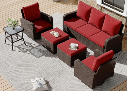6 Piece Patio Furniture Set with Swivel Chairs