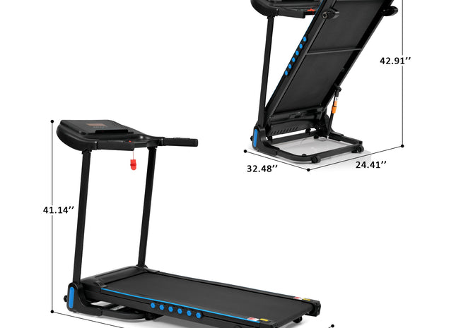 Incline Treadmill for Running & Walking, 3.0 HP Treadmills For Home 350 lbs Weight Capacity Hydraulic System Auto-Folding Treadmill with Type C & USB Charge For Android, 10MPH, Bluetooth Speaker