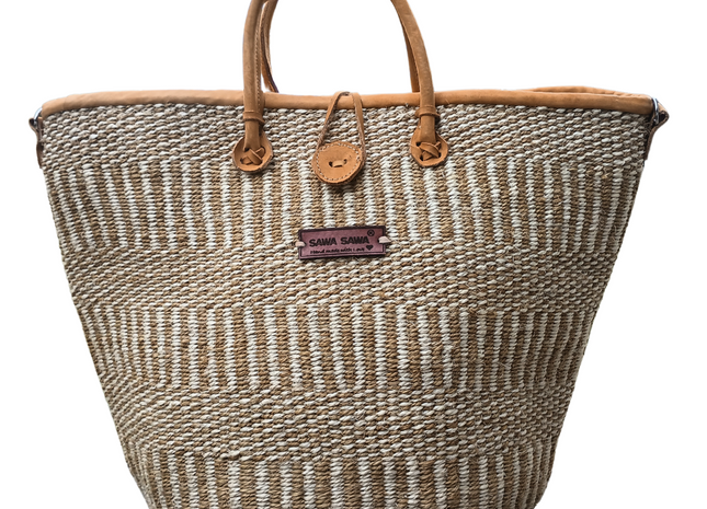 Earth Stripes Handmade Sisal Market Tote Bag