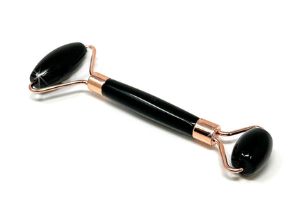 Black Onyx Facial Roller with Rose Gold Hardware