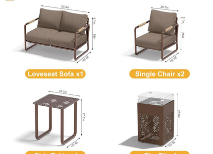 Outdoor Aluminum Patio Furniture Set with Fire Pit