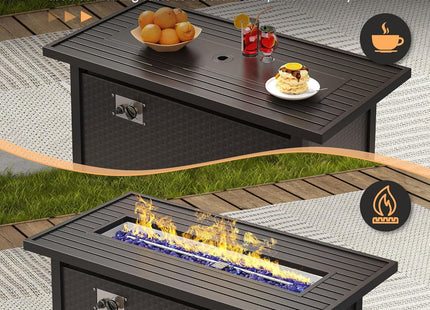 Eight Piece Outdoor Patio Furniture Set with Firepit