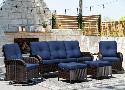 Outdoor Wicker Patio Furniture Set with Swivel Rockers