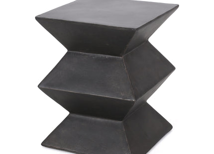 Modern Outdoor Lightweight Concrete Side Table with Geometric Design in Copper
