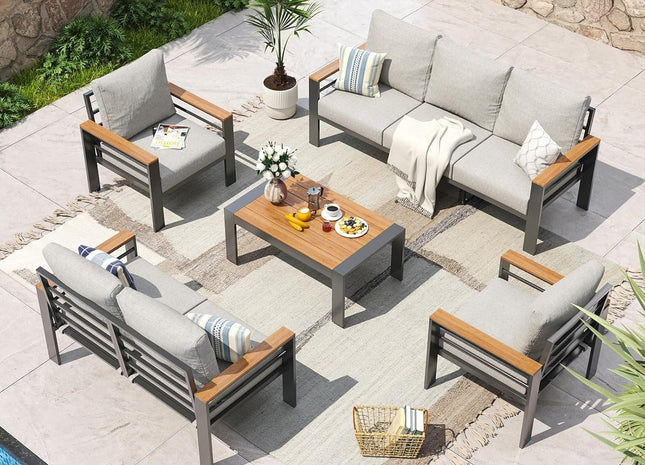 Oversized Aluminum Patio Furniture Set with Thick Cushions
