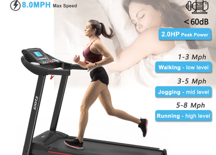 Fitshow App Home Foldable Treadmill with Incline, Folding Treadmill for Home Workout, Electric Walking Running Treadmill Machine 5' LCD Screen 250 LB Capacity Bluetooth Music