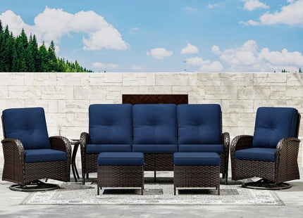 Outdoor Wicker Patio Furniture Set with Swivel Rockers
