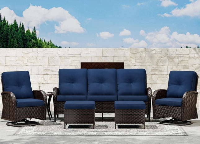 Outdoor Wicker Patio Furniture Set with Swivel Rockers