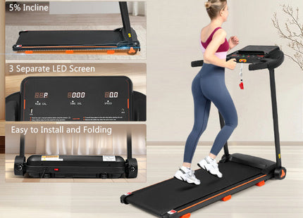 Treadmills for Home, 2.5HP Quiet Folding Treadmill with Heart Rate Sensor, 300lbs Weight Capacity, 7.5MPH, Incline Treadmill With USB Charge Station For Android & Bluetooth Speaker, 6 Shock-Absorbing