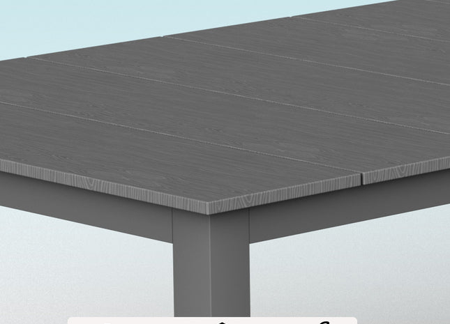 A single outdoor dining table that can be used in multiple scenarios