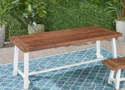 Equilibrium Outdoor Dining Table with Slat Top, Dark Brown