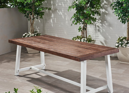 Equilibrium Outdoor Dining Table with Slat Top, Dark Brown