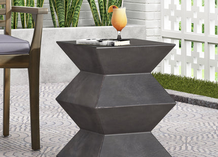 Modern Outdoor Lightweight Concrete Side Table with Geometric Design in Copper