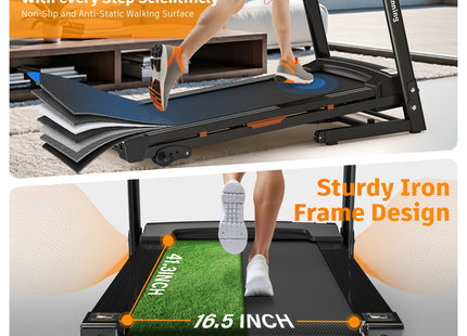 Foldable Treadmill with Incline, Folding Treadmill for Home Electric Treadmill Workout Running Machine, Handrail Controls Speed, Pulse Monitor,APP
