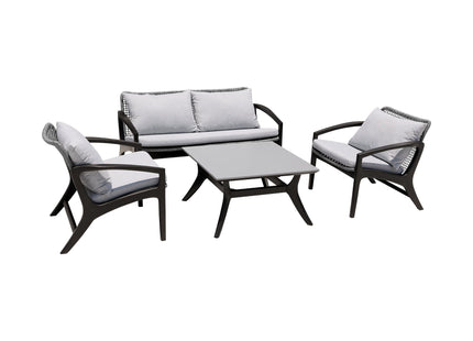 Beckham Outdoor Coffee Table in Dark Eucalyptus Wood and Super Stone