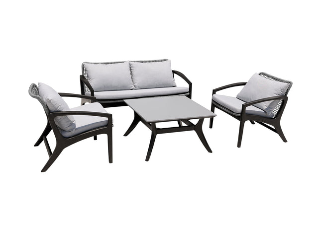 Beckham Outdoor Coffee Table in Dark Eucalyptus Wood and Super Stone