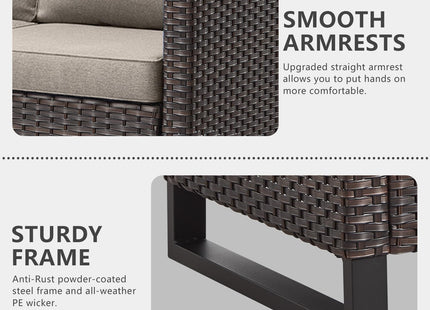 Seven Piece Outdoor Wicker Patio Furniture Set With Swivel Rockers