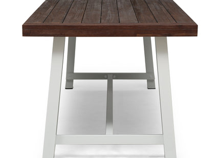 Equilibrium Outdoor Dining Table with Slat Top, Dark Brown