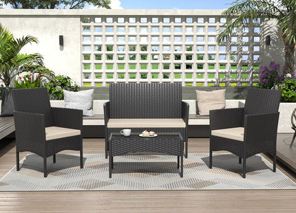 Stylish Four Piece Outdoor Rattan Patio Furniture Set