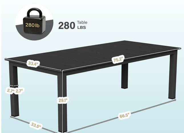 A single outdoor dining table that can be used in multiple scenarios