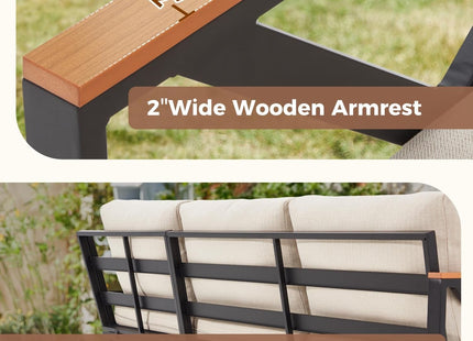 L Shape Metal Patio Furniture Set with Cushions