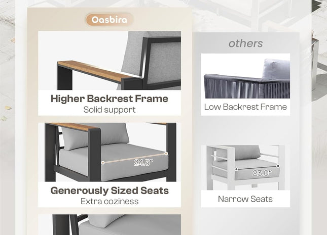 Aluminum Patio Furniture Set with Thick Cushions