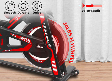 Indoor Exercise Bike Cycling Bike with Comfortable Seat Cushion Black+Red