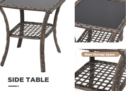 7 Piece Wicker Patio Furniture Set with Storage Coffee Table