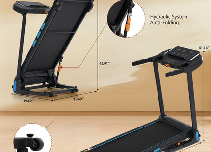 New Treadmills for Home, 3.5HP Hydraulic System Auto Foldable Treadmill with Incline,10MPH 350Lbs Weight Capacity Electric Treadmills with Heart Rate Sensors,Type C & USB Charge ,Bluetooth Speaker