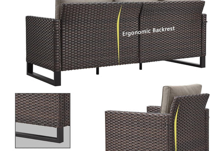 Seven Piece Outdoor Wicker Patio Furniture Set With Swivel Rockers